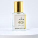 Perfume bottle labeled 'Freshly Squeezed Victory' by Smelliee on a light gray background